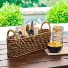 Beige   Black Resin Rattan Oval Caddy