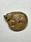 Chinese Style Hardstone Pendant Dragon Fish Like Motif Archaic Style 2 5in