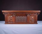 Large Vintage French Oak Gothic Fireplace Mantel In Oak W carved Faces
