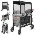 Wagon Stroller Double Seat Toddlers Canopy Foldable Infant Buggy Removable Seat