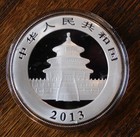 2013 Chinese Panda 1 Troy Oz  999 Fine Silver - Coin In Capsule