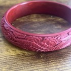 Antique Or Vintage Asian Carved Red Cinnabar Bracelet 