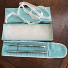Tiffany   Co  Ballpoint Pen And Pencil Set T-clip Silver With Box