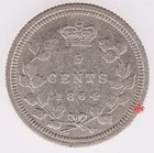 1864 New Brunswick 5 Cents Small 6 - Ef - Cleaned Lot 18575