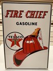 Vintage Rustic Texaco Fire Chief Gas Pump Oil Porcelain Enameled Metal Sign