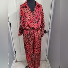 Women s Red Leopard Print Button Down Shirt