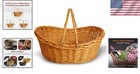 Medium Light Brown Hand Woven Wicker Basket For Storage With Handles - Woven    