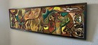 Mid Century Vibrant Figural Abstract Oil Painting Modernism Vintage