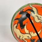 T  Cohn Round Rattle Ghosts And Cats W  Green Tin Litho Halloween Noisemaker