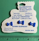 3-1980 s Hallmark Friendship Blue Plastic Shank Buttons Eloise Elephant Nos Card