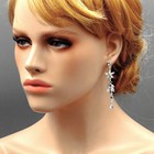 Silver Plated Clear Crystal Rhinestone Wedding Bridal Floral Dangle Earrings 019
