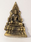 Phra Buddha Chinnarat Thai Buddhist Amulet Mini Statue Talisman Charm Brass 1 3 