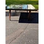 Vintage Korean Black Lacquer Mother Of Pearl Tea Table - Cranes   Pine Inlay