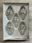 5 Vtg Commodore Christmas Classics Clear   White Glitter Teardrop Ornaments
