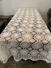 Hand Crochet Tablecloth Vintage Lace Floral Handmade 100  Cotton 100   x70    Inches