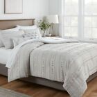 5pc Full queen Quinlan Clipped Stripe Dot Comforter Bedding Set Gray - Threshold
