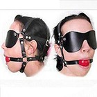 Blindfold Eye Mask Binding Adult Open Mouth Ball Gags Head Harness Strap