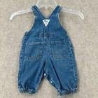 Vtg Oshkosh Bgosh Baby Denim Blue Jean Overalls 3-6 Months Pleated Cotton Usa