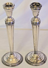  2 lrs Sterling Silver Weighted Candlesticks 9  Tall Column Style Scrap Or Not