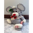 Vintage 1987 Fisher Price Puffalump Christmas Mouse Plush Candy Cane 8016 Gray