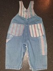 Vintage 90   s Oshkosh Bgosh Overalls Red White Blue Stripes Size 3 6 Months