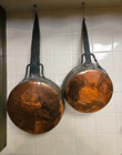 Vintage Designer Copper Pan Set Cottage Core Primitive Fireplace Kitchen Decor