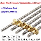 T10-t36 Trapezoidal Right-hand Threaded Rod Lead Screw A2 Stainless Steel L 0 5m