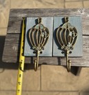 2 Vintage  Victorian Ornate Brass Birdcage Style Hooks Decorative Wall Hardware