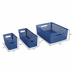 4 Piece Blue Decorative Plastic Storage Basket Set Home Organizer Bins