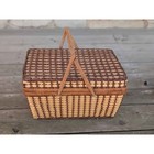 Large Vintage Woven Wicker Picnic Storage Basket With Lid And Handles