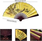 Folding Hand Fan 13 Inch Bamboo Fabric Large Hand Fans With Chinese Tradition   
