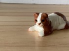 Hagen Renaker Miniature White And Brown Scotch Fold Lying Cat