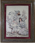 Rare Persian Mid-20th C Vintage Opaque W c Fgrtv Pntng  W micro-mosaic Pctr Frm