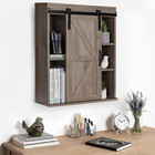 Farmhouse Wood Wall Storage Bathroom Cabinet With Sliding Barn Door  Rustic M   