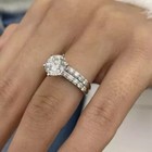2 50ct Round Cut Moissanite Bridal Set Engagement Set Ring 14k White Gold Plated