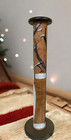 Vtg Primitive Folk Art Christmas Hand Painted Snowman On Wood Spool Ooak