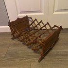 Antique Primitive Accordion Folding Wood Rocking Baby Doll Cradle Bed