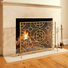New Horsebit Motif Wrought Iron Fireplace Screen In The Style Of Ralph Lauren