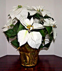 Winter christmas Silk Table Top White Poinsettia Plant-approximately 18  X 16 