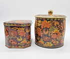 Vintage Daher Decorated Metal Tin Set Floral Chintz Canister Box Made In England