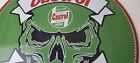 Vintage Castrol Sign - Racing Gas Skull Can Gas Porcelain Sign