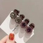 Clearance 4pcs Purple grey Crystal Flower Hair Clips  Sparkly Duckbill Barrettes