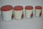 Vintage Tin Kitchen Canister Set Of 4 Flour  Sugar  Coffee   Tea