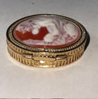 Estee Lauder Gold Tone Cameo  mother And Child  Youth Dew Solid Perfume Compact