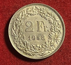 Switzerland 2 Francs 1958 Silver Coin Km 21 T11905