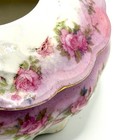 Vintage 1900s Pink White Hand Painted Porcelain Rose Scalloped Hair Receiver