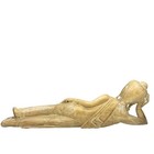 Asian Burmese Large 32  Long Reclining Carved Wooden Buddha Statue Vintage 