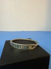 Vintage Alpaca Mexico Silver  Abalone Shell Inlay Hinge Bangle Bracelet 6-6 5   