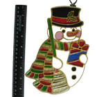 Vtg Snowman Suncatcher Christmas Plastic Stained Glass  Scarf Top Hat Broom