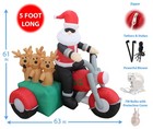 6 Foot Long Inflatable Santa Claus And 3 Reindeers In A Motorcycle